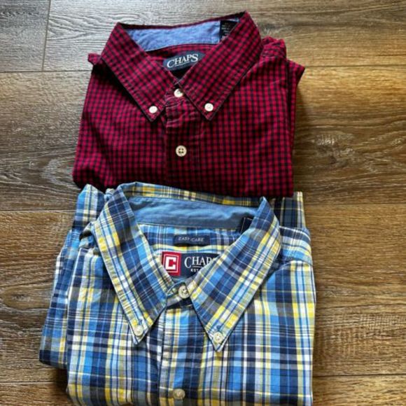 Lot of 2‎ Chaps Mens Shirts Large Plaid Long Sleeve - Picture 1 of 5